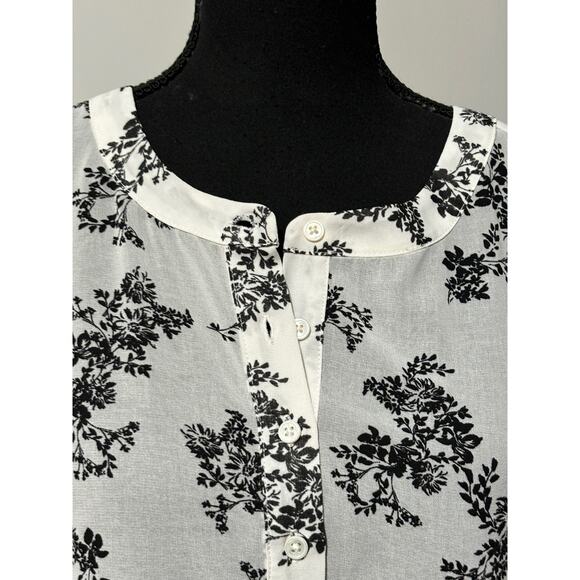 Vince Camuto Kimono Sleeves Blouse Size M White And Black Button Sheer Tunic Top - Picture 2 of 7